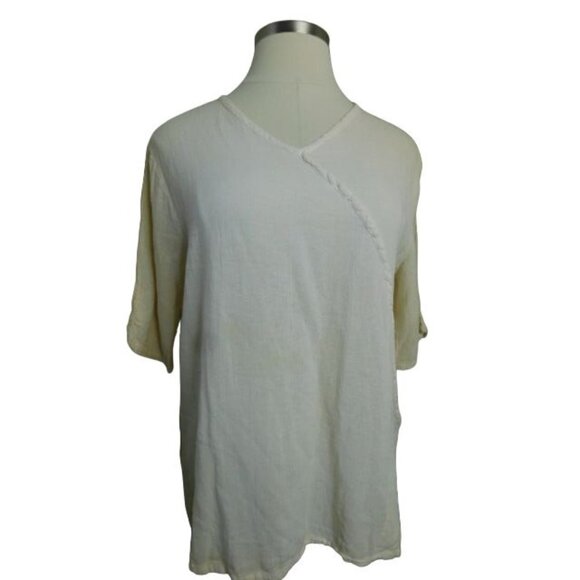 Oh My Gauze! Size OS One Size Ivory Washed Look Cotton Top NWT - Picture 1 of 3